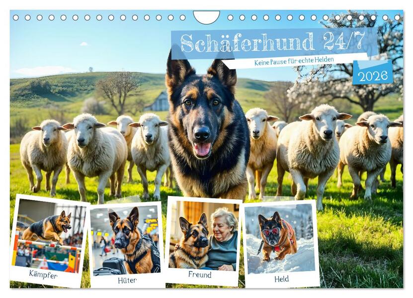 Schäferhund 24/7 - Keine Pause für echte Helden (Wandkalender 2026 DIN A4 quer) CALVENDO Monatskalender
