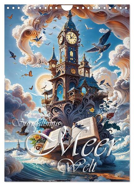 Surrealismus Meer WELT - Digitale Kunst (Wandkalender 2026 DIN A4 hoch) CALVENDO Monatskalender
