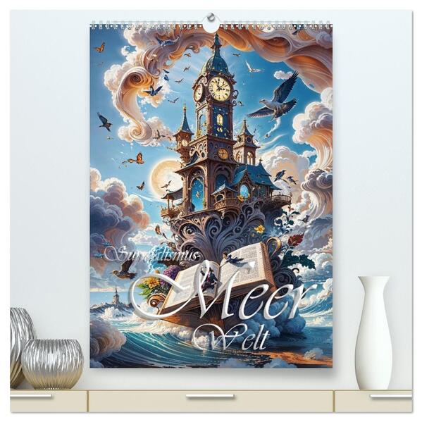 Surrealismus Meer WELT - Digitale Kunst (hochwertiger Premium Wandkalender 2026 DIN A2 hoch) Kunstdruck in Hochglanz