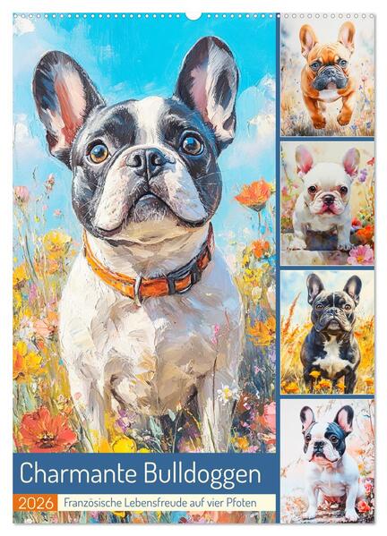 Charmante Bulldoggen. Französische Lebensfreude auf vier Pfoten (Wandkalender 2026 DIN A2 hoch) CALVENDO Monatskalender