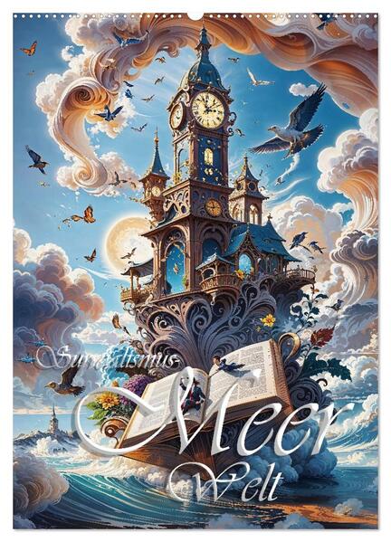 Surrealismus Meer WELT - Digitale Kunst (Wandkalender 2026 DIN A2 hoch) CALVENDO Monatskalender