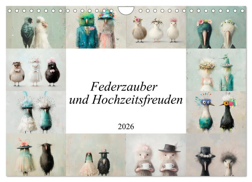 Federzauber und Hochzeitsfreuden (Wandkalender 2026 DIN A4 quer) CALVENDO Monatskalender