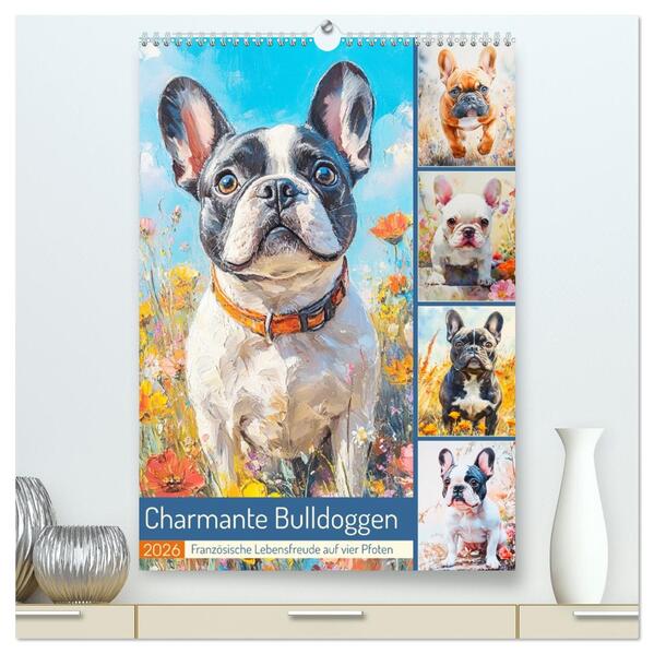 Charmante Bulldoggen. Französische Lebensfreude auf vier Pfoten (hochwertiger Premium Wandkalender 2026 DIN A2 hoch) Kunstdruck in Hochglanz