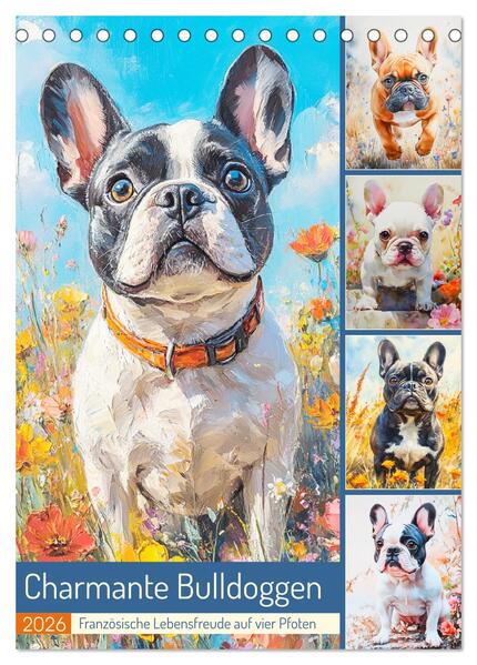 Charmante Bulldoggen. Französische Lebensfreude auf vier Pfoten (Tischkalender 2026 DIN A5 hoch) CALVENDO Monatskalender