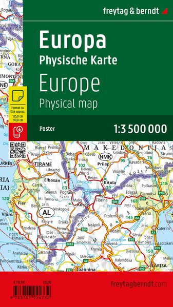 Europa physisch Straßenkarte 1:3.500.000 Poster freytag & berndt