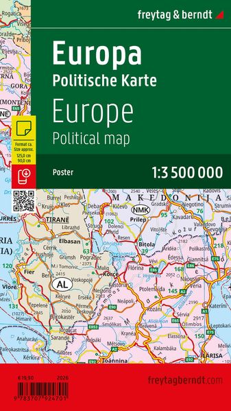 Europa politisch Straßenkarte 1:3.500.000 Poster freytag & berndt