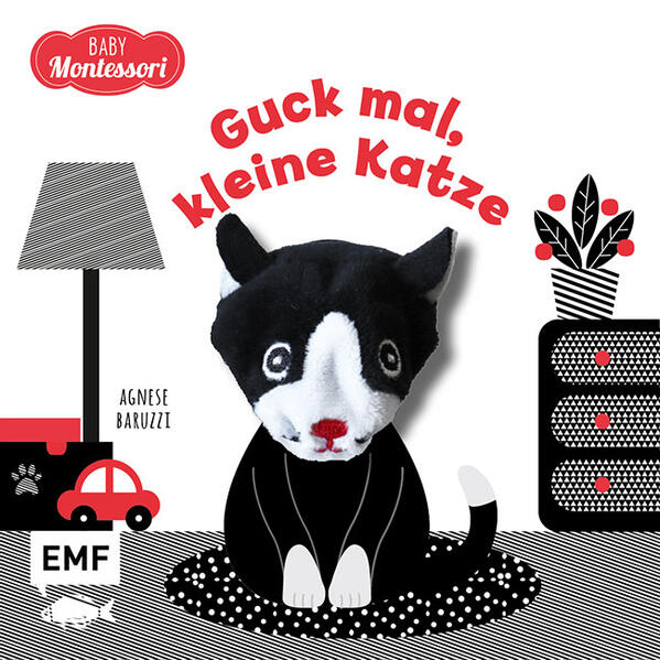 Kontrastbuch für Babys mit Fingerpuppe: Guck mal kleine Katze