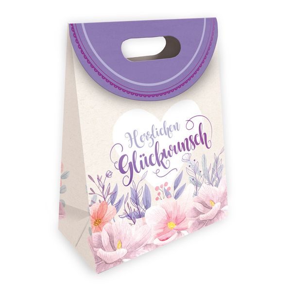 TRÖTSCH - Geschenktasche mit Verschluss medium Blumen