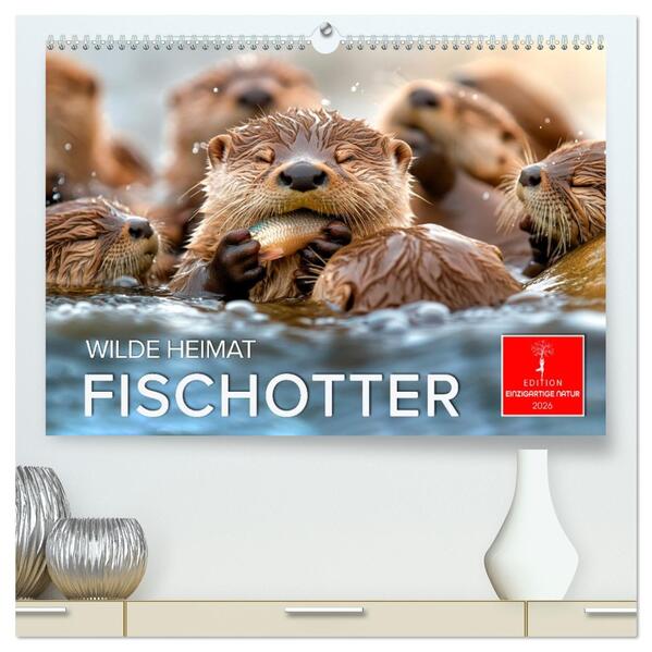 Wilde Heimat - Fischotter (hochwertiger Premium Wandkalender 2026 DIN A2 quer) Kunstdruck in Hochglanz