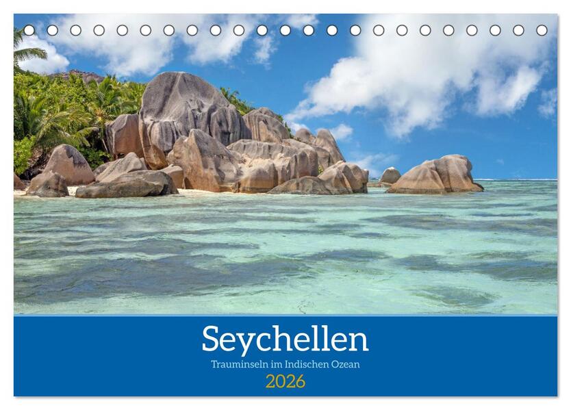 Seychellen - Trauminseln im Indischen Ozean (Tischkalender 2026 DIN A5 quer) CALVENDO Monatskalender