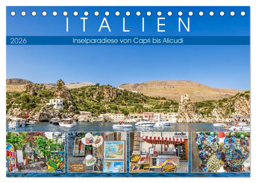 Italien - Inselparadiese von Capri bis Alicudi (Tischkalender 2026 DIN A5 quer) CALVENDO Monatskalender