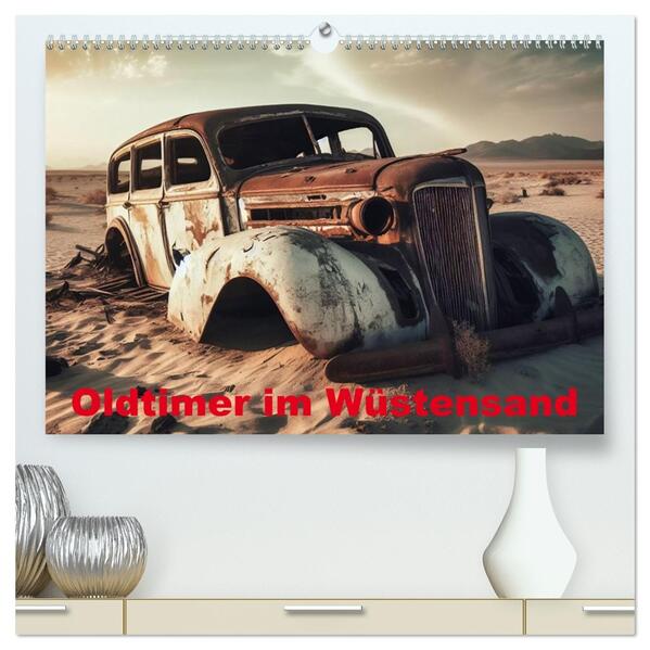 Oldtimer im Wüstensand (hochwertiger Premium Wandkalender 2026 DIN A2 quer) Kunstdruck in Hochglanz