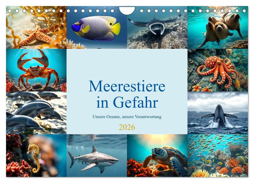 Meerestiere in Gefahr - Unsere Ozeane unsere Verantwortung (Wandkalender 2026 DIN A4 quer) CALVENDO Monatskalender