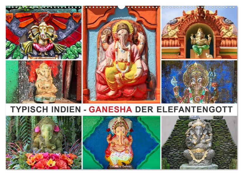 Typisch Indien - Ganesha der Elefantengott (Wandkalender 2026 DIN A2 quer) CALVENDO Monatskalender