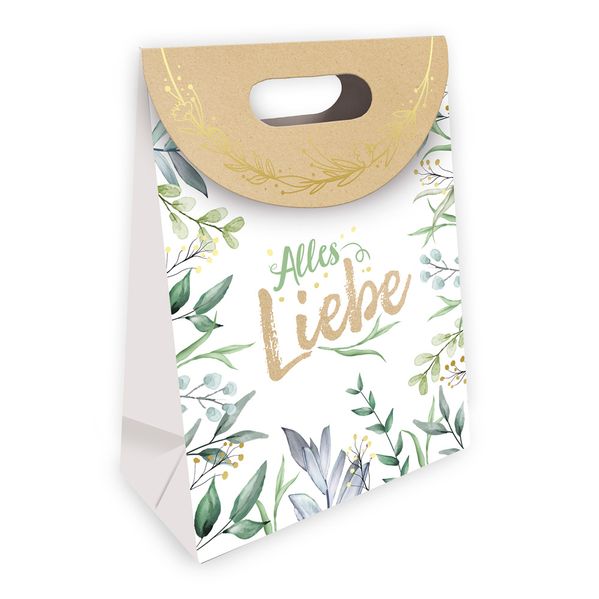 TRÖTSCH - Geschenktasche mit Verschluss medium Natur
