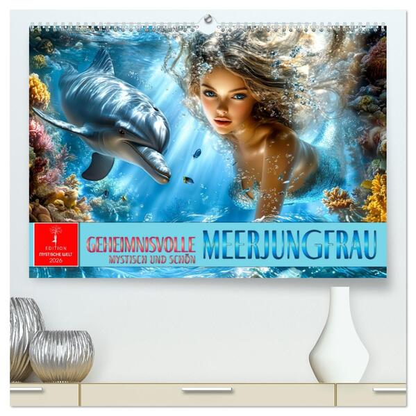 Geheimnisvolle Meerjungfrau (hochwertiger Premium Wandkalender 2026 DIN A2 quer) Kunstdruck in Hochglanz