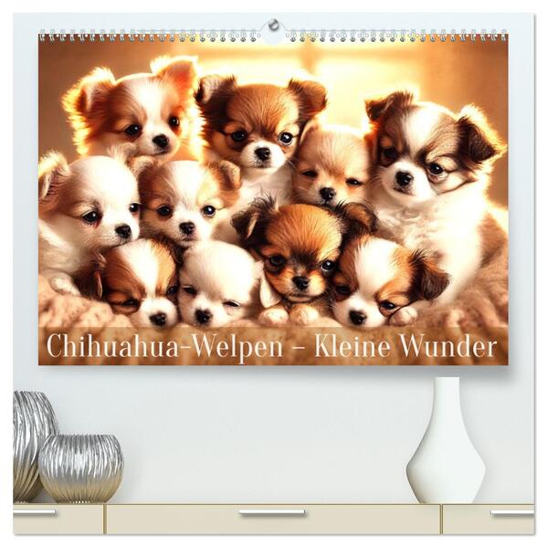 Chihuahua-Welpen - Kleine Wunder (hochwertiger Premium Wandkalender 2026 DIN A2 quer) Kunstdruck in Hochglanz