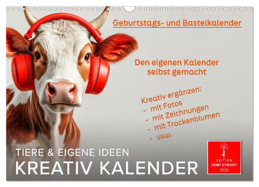 Kreativ Kalender - Tiere & eigene Ideen (Wandkalender 2026 DIN A3 quer) CALVENDO Monatskalender