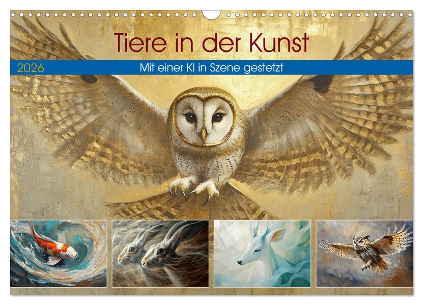 Tiere in der Kunst (Wandkalender 2026 DIN A3 quer) CALVENDO Monatskalender