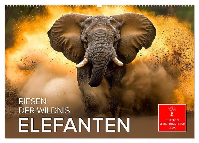 Elefanten - Riesen der Wildnis (Wandkalender 2026 DIN A2 quer) CALVENDO Monatskalender
