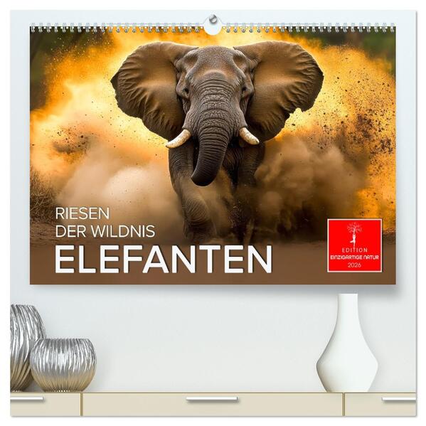 Elefanten - Riesen der Wildnis (hochwertiger Premium Wandkalender 2026 DIN A2 quer) Kunstdruck in Hochglanz