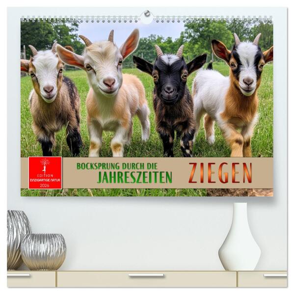 Ziegen - Bocksprung durch das Jahr (hochwertiger Premium Wandkalender 2026 DIN A2 quer) Kunstdruck in Hochglanz