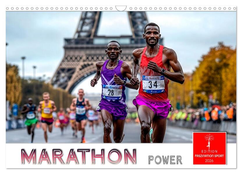 Marathon Power (Wandkalender 2026 DIN A3 quer) CALVENDO Monatskalender
