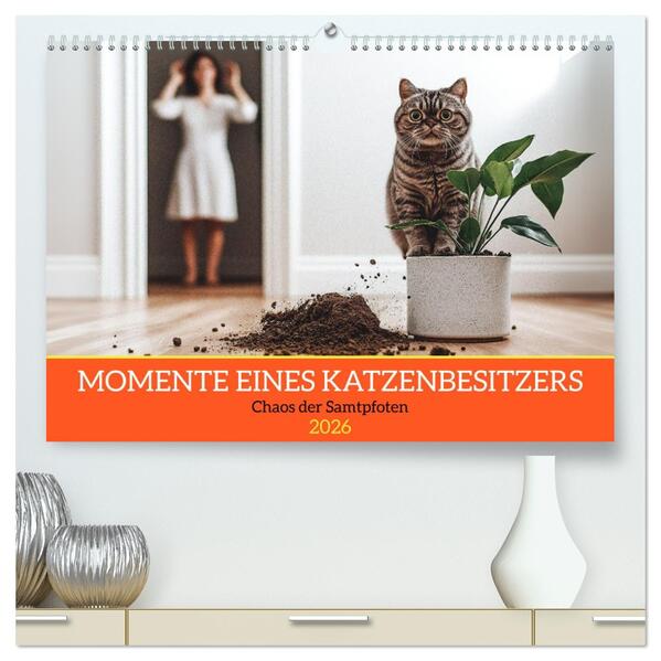 Momente eines Katzenbesitzers - Chaos der Samtpfoten (hochwertiger Premium Wandkalender 2026 DIN A2 quer) Kunstdruck in Hochglanz