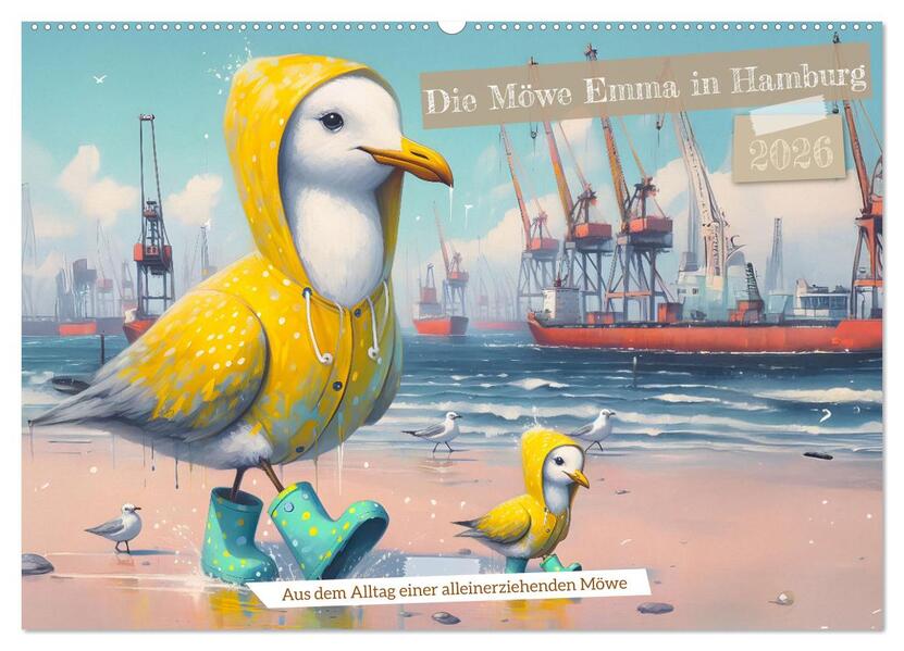 Die Möwe Emma in Hamburg (Wandkalender 2026 DIN A2 quer) CALVENDO Monatskalender