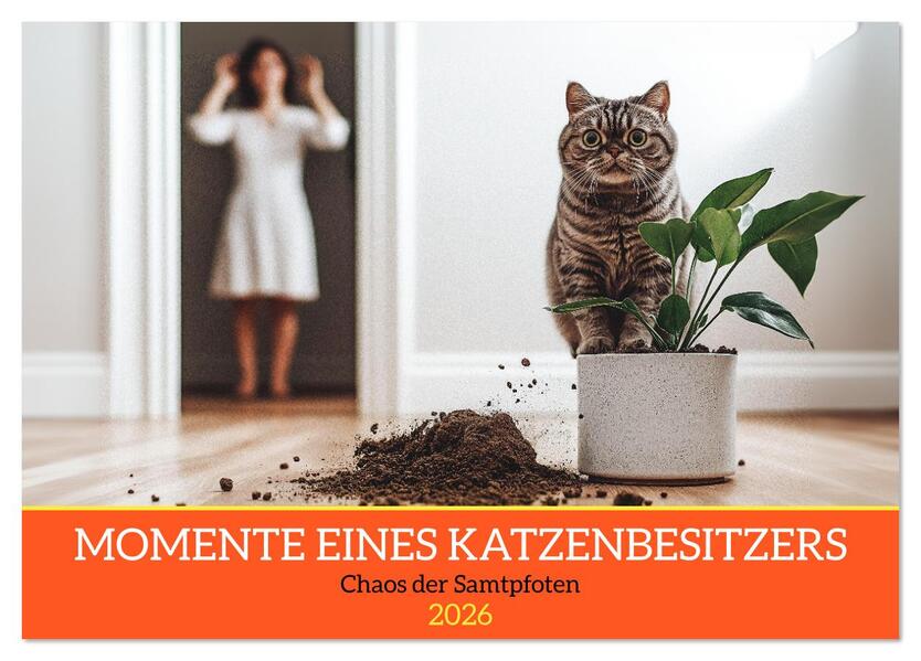 Momente eines Katzenbesitzers - Chaos der Samtpfoten (Tischkalender 2026 DIN A5 quer) CALVENDO Monatskalender