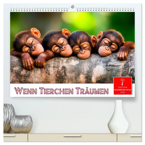 Wenn Tierchen träumen (hochwertiger Premium Wandkalender 2026 DIN A2 quer) Kunstdruck in Hochglanz