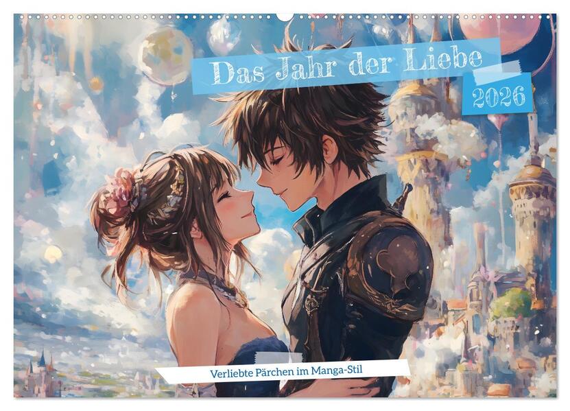 Das Jahr der Liebe: Verliebte Pärchen im Manga-Stil (Wandkalender 2026 DIN A2 quer) CALVENDO Monatskalender