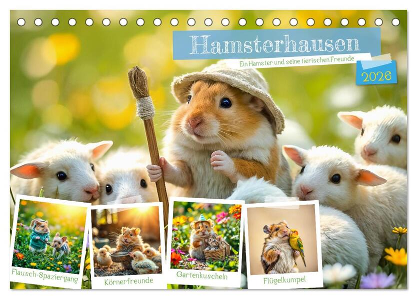 Hamsterhausen - Ein Hamster und seine tierischen Freunde (Tischkalender 2026 DIN A5 quer) CALVENDO Monatskalender