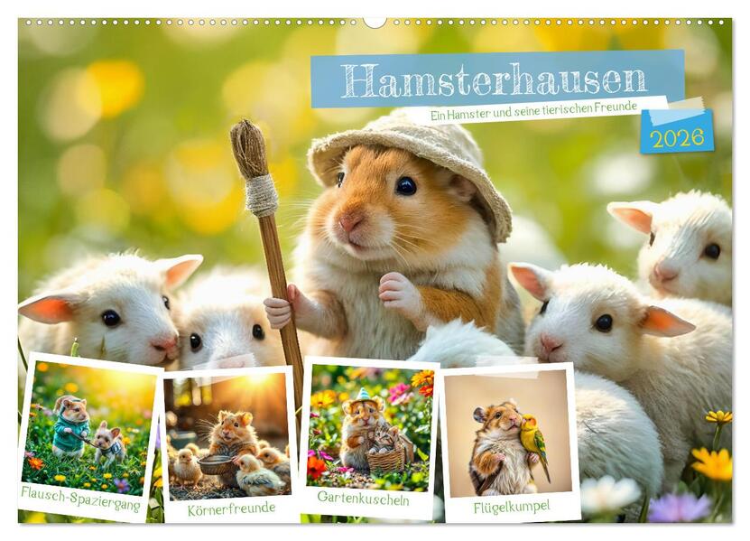 Hamsterhausen - Ein Hamster und seine tierischen Freunde (Wandkalender 2026 DIN A2 quer) CALVENDO Monatskalender