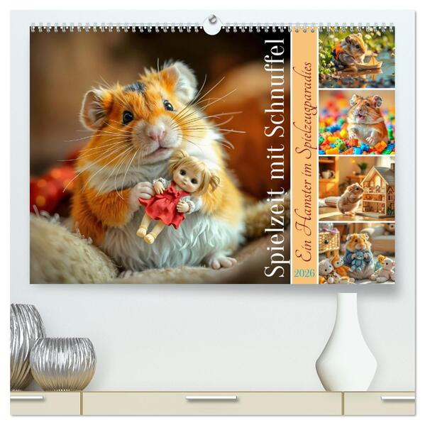 Spielzeit mit Schnuffel - Ein Hamster im Spielzeugparadies (hochwertiger Premium Wandkalender 2026 DIN A2 quer) Kunstdruck in Hochglanz