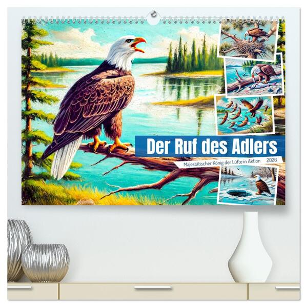 Der Ruf des Adlers - Majestätischer König der Lüfte in Aktion (hochwertiger Premium Wandkalender 2026 DIN A2 quer) Kunstdruck in Hochglanz