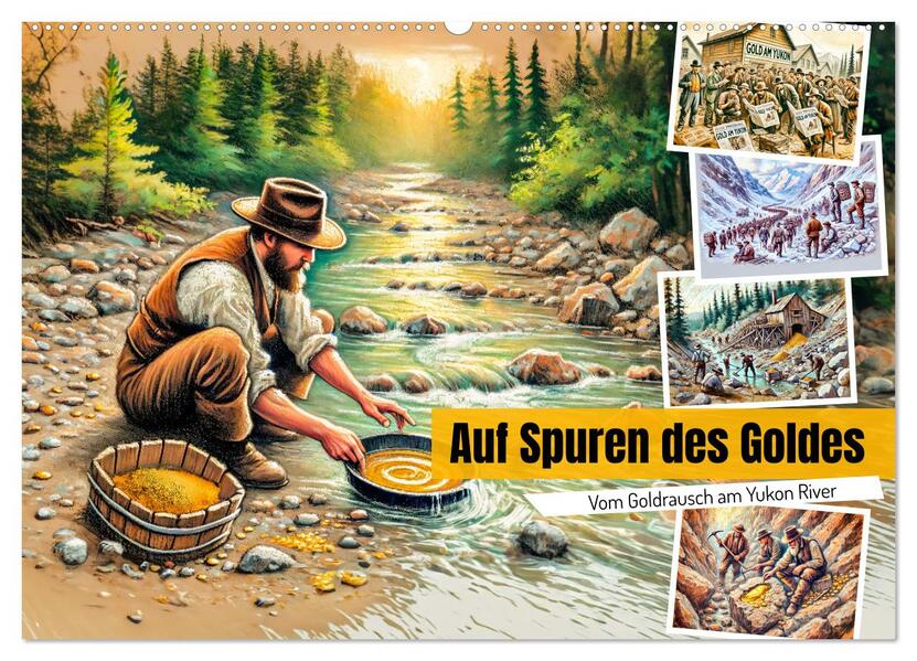 Auf den Spuren des Goldes - Vom Goldrausch am Yukon River (Wandkalender 2026 DIN A2 quer) CALVENDO Monatskalender