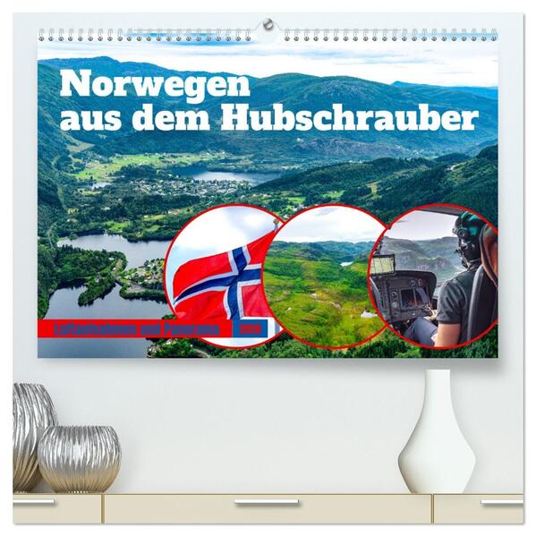 Norwegen aus dem Hubschrauber - Luftaufnahmen und Panorama (hochwertiger Premium Wandkalender 2026 DIN A2 quer) Kunstdruck in Hochglanz
