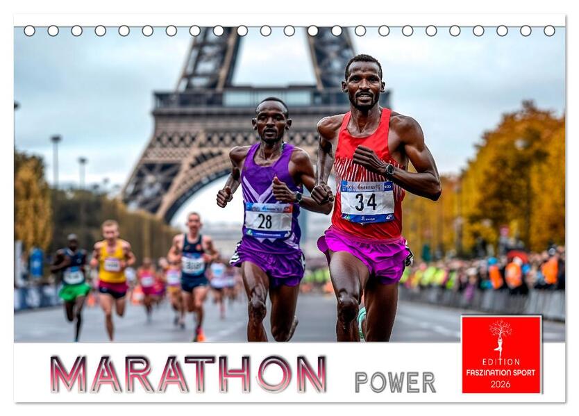 Marathon Power (Tischkalender 2026 DIN A5 quer) CALVENDO Monatskalender