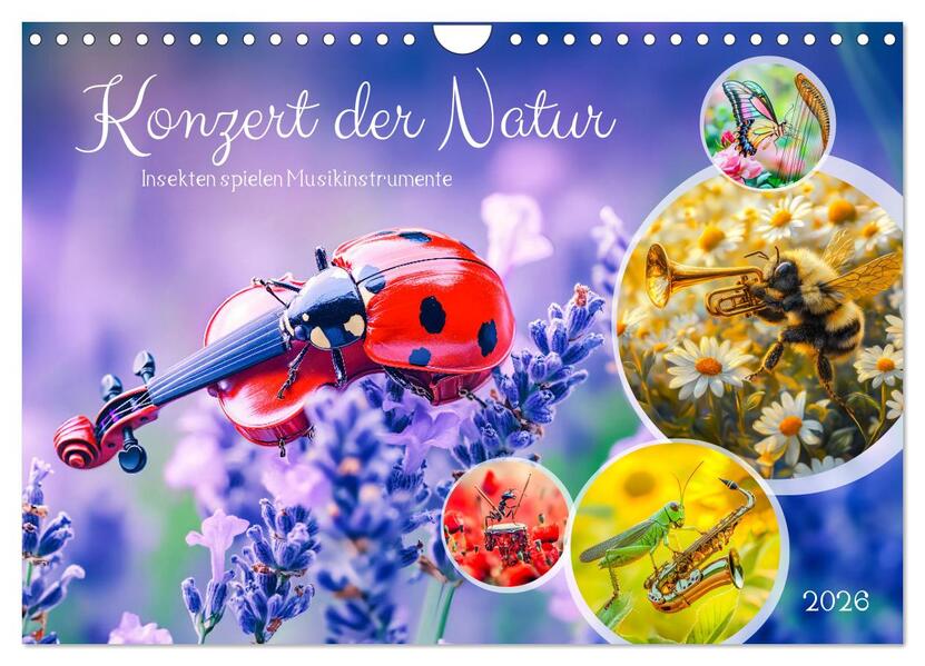 Konzert der Natur - Insekten spielen Musikinstrumente (Wandkalender 2026 DIN A4 quer) CALVENDO Monatskalender