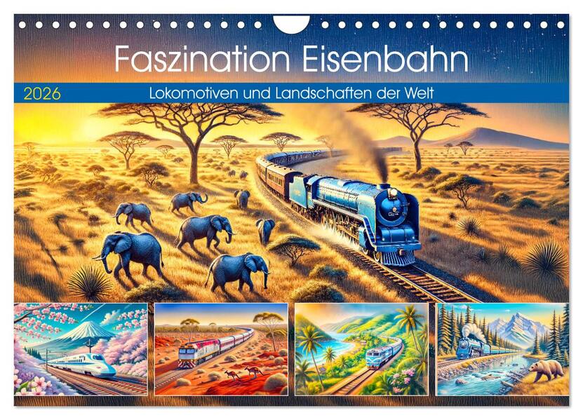 Faszination Eisenbahn - Lokomotiven und Landschaften der Welt (Wandkalender 2026 DIN A4 quer) CALVENDO Monatskalender