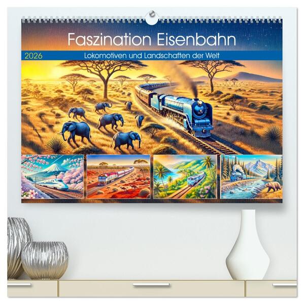 Faszination Eisenbahn - Lokomotiven und Landschaften der Welt (hochwertiger Premium Wandkalender 2026 DIN A2 quer) Kunstdruck in Hochglanz