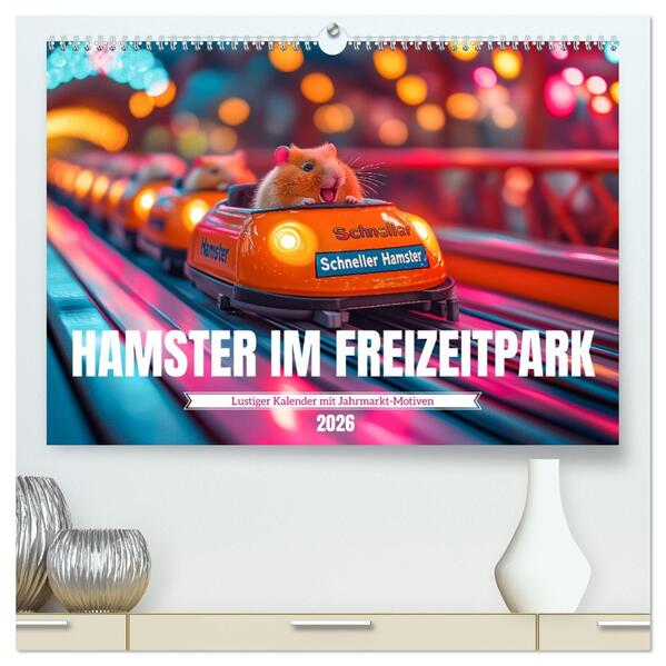 Hamster im Freizeitpark - Lustiger Kalender mit Jahrmarkt-Motiven (hochwertiger Premium Wandkalender 2026 DIN A2 quer) Kunstdruck in Hochglanz