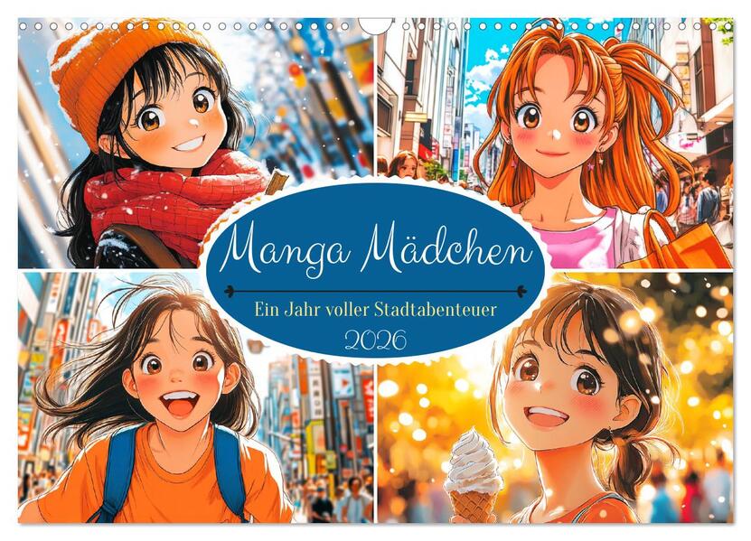 Manga Mädchen. Ein Jahr voller Stadtabenteuer (Wandkalender 2026 DIN A3 quer) CALVENDO Monatskalender