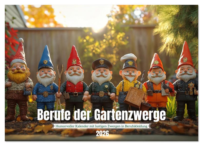 Berufe der Gartenzwerge (Tischkalender 2026 DIN A5 quer) CALVENDO Monatskalender