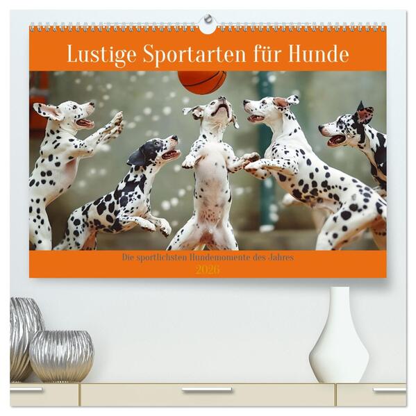 Lustige Sportarten für Hunde (hochwertiger Premium Wandkalender 2026 DIN A2 quer) Kunstdruck in Hochglanz