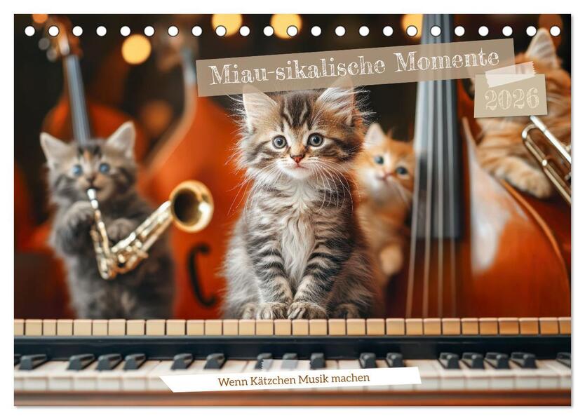 Miau-sikalische Momente (Tischkalender 2026 DIN A5 quer) CALVENDO Monatskalender
