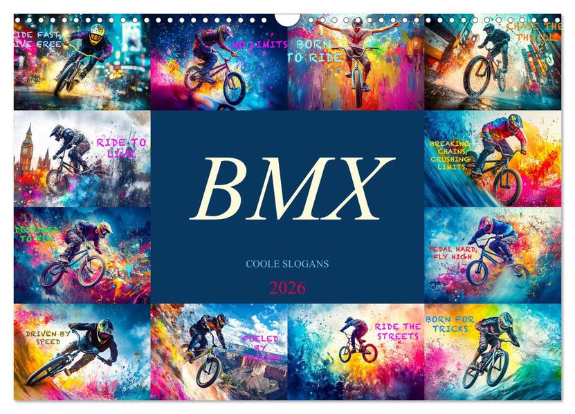 BMX - Coole Slogans (Wandkalender 2026 DIN A3 quer) CALVENDO Monatskalender