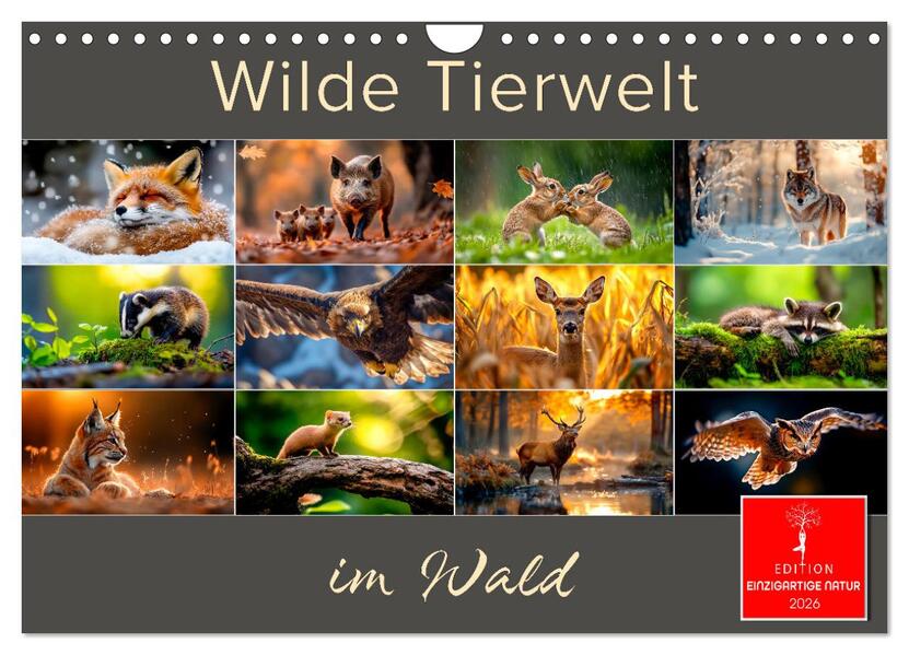 Wilde Tierwelt im Wald (Wandkalender 2026 DIN A4 quer) CALVENDO Monatskalender