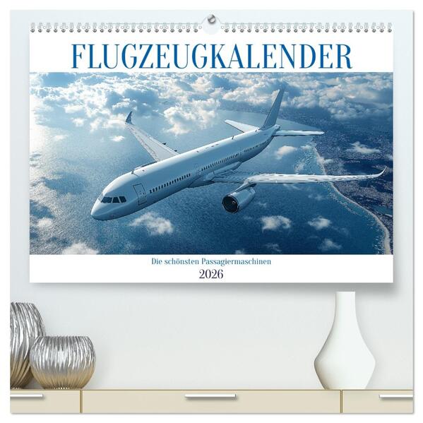 Flugzeugkalender - Die schönsten Passagiermaschinen (hochwertiger Premium Wandkalender 2026 DIN A2 quer) Kunstdruck in Hochglanz